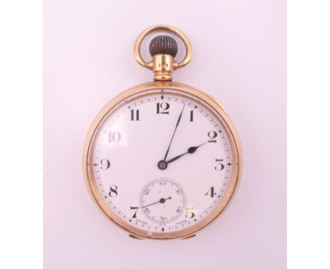 A 9 ct gold pocket watch, engraved to the interior ' Presented to Inspector D Double by the bench and inhabitants of Haverhil