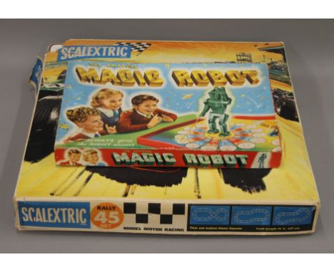 A vintage boxed Magic Robot game and a vintage Scalextric set. 