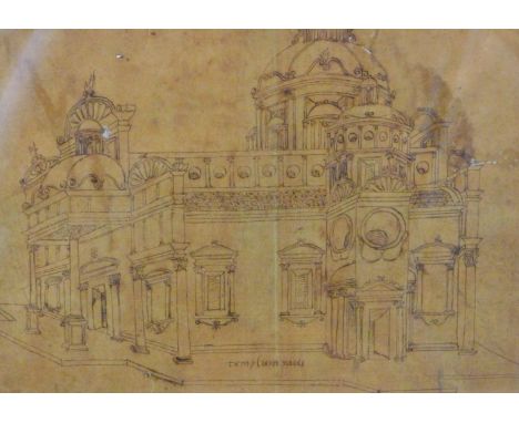 Templum Pacis, Old Master drawing, formerly part of The William Sterling Maxwell Collection of Old Master Drawings, provenanc