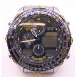 A Citizen stainless steel Navihawk World Time Blue Angels quartz chronograph bracelet watch,