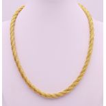 An 18 ct gold rope twist chain. 45 cm long. 54.1 grammes.