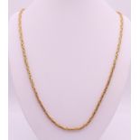 A 9 ct gold Bizantine chain. 61 cm long. 30.6 grammes.