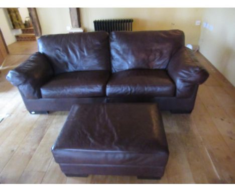 A John Lewis leather sofa and foot stool&nbsp;- in very good condition - Width 220cm