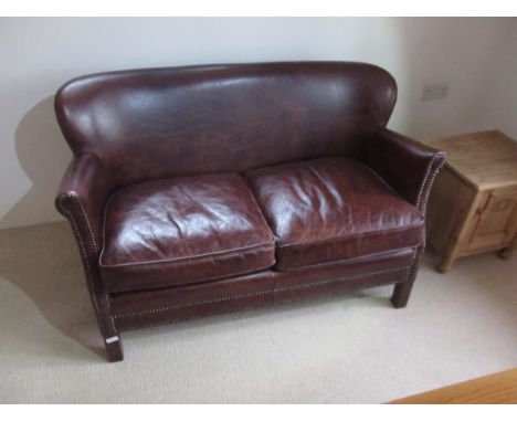 A John Lewis leather small bedroom two seater sofa - Width 117cm