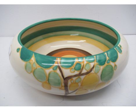 A Clarice Cliff Fantasque hand painted Bizarre dish, good condition, 20cm diameter 
