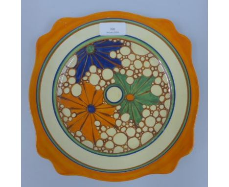 A Clarice Cliff Fantasque hand painted plate - Diameter 23cm - no chips or cracks 