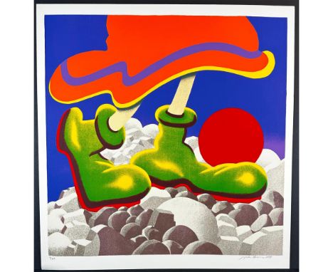 Silkscreen titled Girl With Beachball. Signed bottom right numbered 91/200. Sight size 26.5" x 25.5"