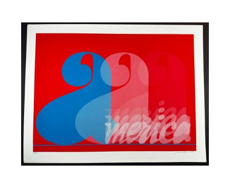 Silkscreen titled America. Signed bottom right numbered 195/200. Sight size 22" x 33.5"