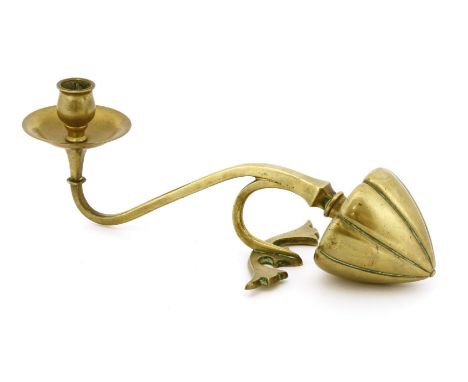 W A S Benson cantilever brass candlestick,with a weighted counter balance, unmarked,32cm long