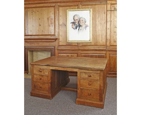 A Robert 'Mouseman' Thompson oak partners' desk, the adzed tops with scrolled corners, with a slide and three drawers either 