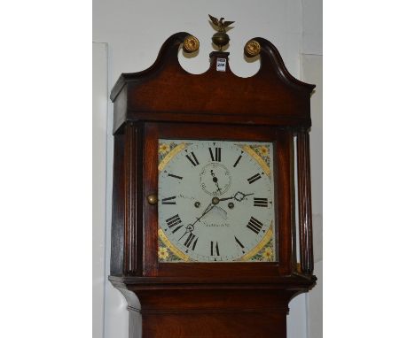 A 19th century mahogany longcase clock by George Preston, the hood with broken swan pediment above glazed door enclosing pain