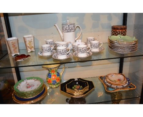 A mixed lot of porcelain & pottery, to include Royal Worcester coffee set, Copeland spode plates, Nautilus saucers etc (a lot