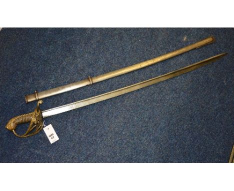 An infantry officers sword circa 1821, during reign of Geroge IV, regiment unknown, the pierced brass foliate pommel over sha