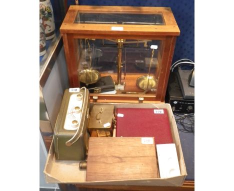 A quantity of assorted items including a vintage 'Roberts' radio, weighing scales and other items