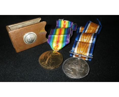 A First World War pair awarded to W. Taylor, R.E. and a match case