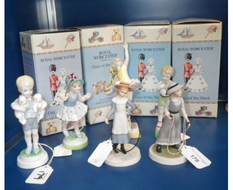 Four Royal Worcester 'Days of the Week' figures and others