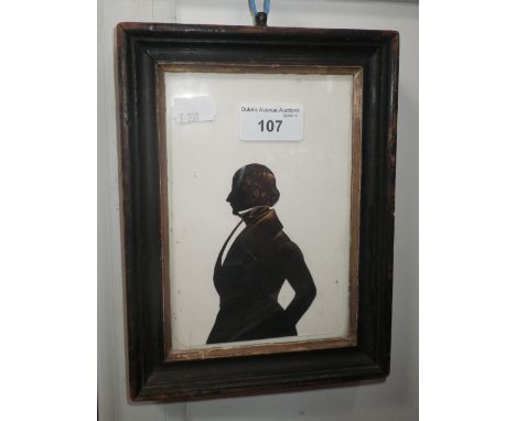 A 19th century silhouette portrait of a gentleman in an ebonised frame