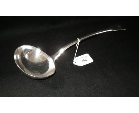 A George III silver ladle of 'Fiddle' pattern engraved with the initial 'P'