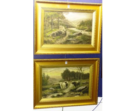Douglas Graham'Highland Cattle'Pair of prints, signed lower right & left, in gilt frames, 36.5 x 57cm (2)