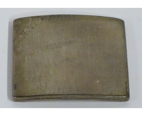 A silver cigarette case, hallmarks for Birmingham 1926 A & J Zimmerman Ltd, with engine turned decoration to exterior and ins
