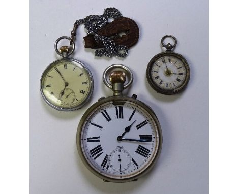 A Goliath pocket watch by MM & Co, the white enamel dial with Roman numerals and subsidiary seconds dial to base, stamped 'MM