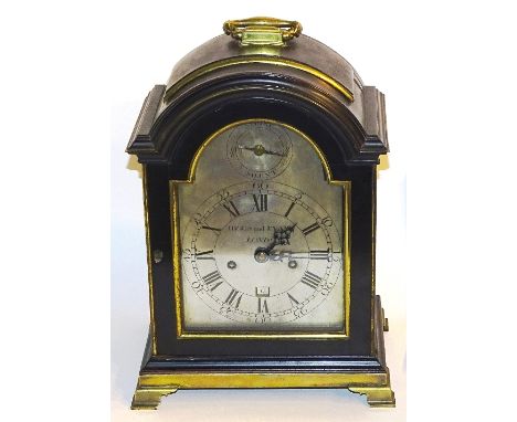 A fine George III ebonised table clock by Higgs and Evans London, circa late 18th century, the hour striking movements with f