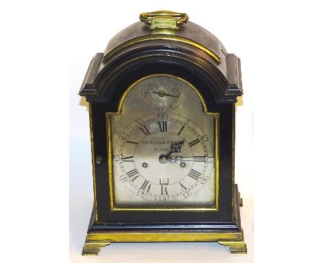 A fine George III ebonised table clock by Higgs and Evans London, circa late 18th century, the hour striking movements with f