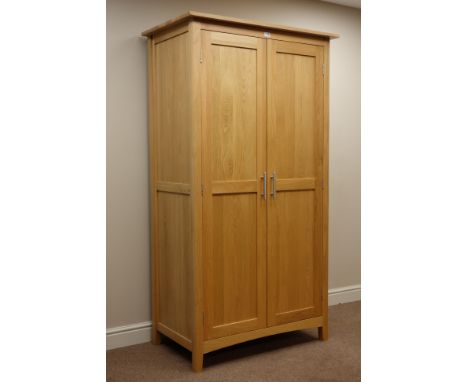 Light oak double wardrobe, W100cm   Condition Report   Click here for further images, condition, auction times & delivery cos