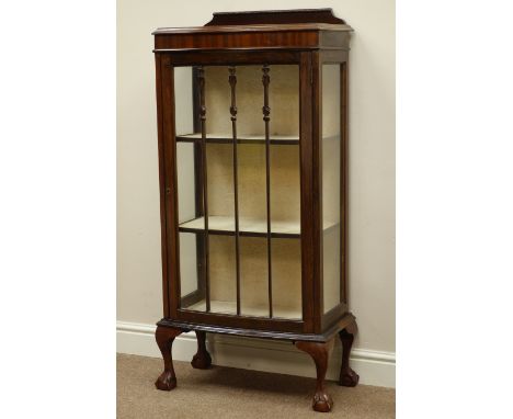 Early 20th century narrow mahogany bow front display cabinet, W59cm   Condition Report   Click here for further images, condi