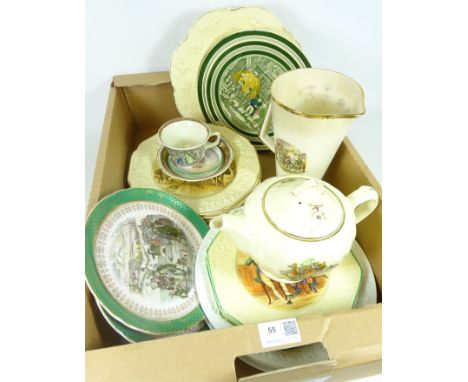 Crown Ducal, Adams and other Dickensian ware plates, jug, teapot etc in one box