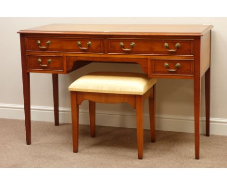 Bradley Reproduction yew wood dressing table with stool, W121cm   Condition Report   Click here for further images, condition