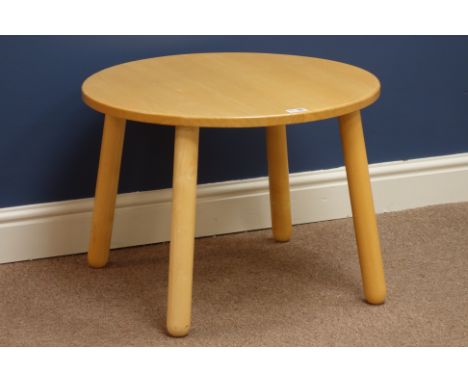 Circular light wood occasional table, D60cm, H43cm   Condition Report   Click here for further images, condition, auction tim