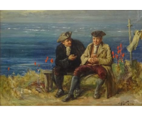Figures by the Sea, oil on canvas signed and dated '94 by L Hamilton (19th/20th century), 34cm x 49cm   Condition Report   Cl