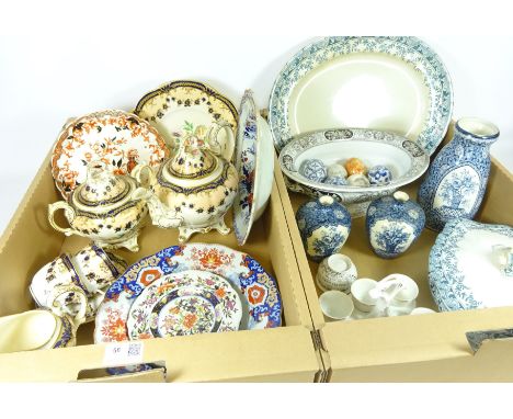 Early to mid 19th Century teaware hand painted with floral sprays including teapot, sugar bowl and jug etc, pair of Chinese s