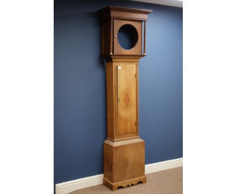 Early 19th century oak longcase clock case, circular aperture diameter - 9'',H211cm