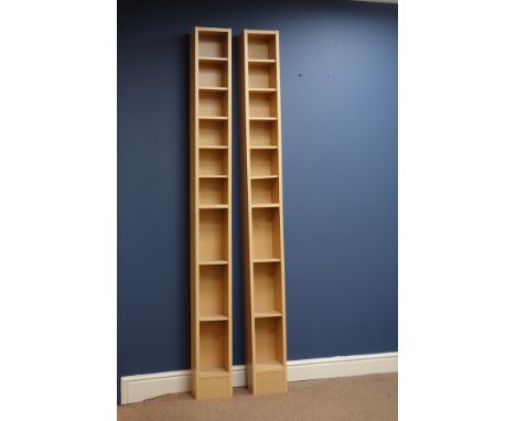 Pair Ikea light wood CD towers    Condition Report   Click here for further images, condition, auction times & delivery costs
