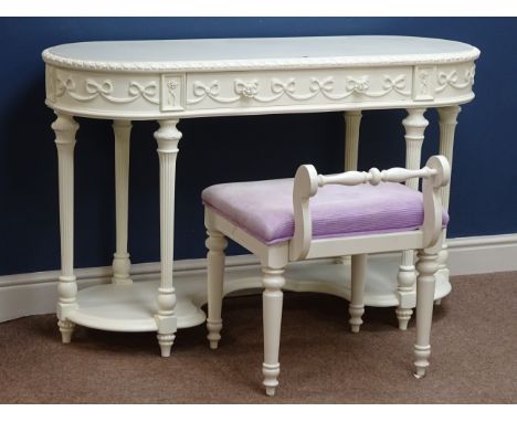 Ivory finish Disney Princess dressing table with single drawer and matching stool, W122cm, H77cm, D46cm