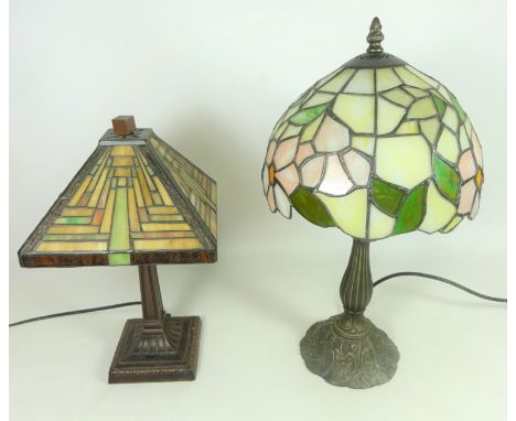 Two Tiffany style table lamps H47cm, of the taller lamp (This item is PAT tested - 5 day warranty from date of sale)   Condit