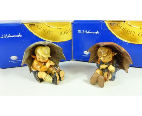 Two large Goebel Hummel figures, 'Umbrella Girl' and 'Umbrella Boy', boxed   Condition Report   Click here for further images
