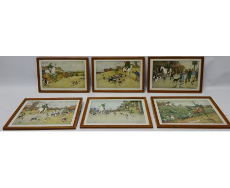 Hunting Scenes, set of six colour prints after Cecil Aldin pub. Foreman of Nottingham 14cm x 22cm   Condition Report   Click 
