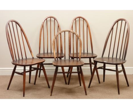Set four Ercol high back chairs and an Ercol hoop back chair (5)   Condition Report   Click here for further images, conditio