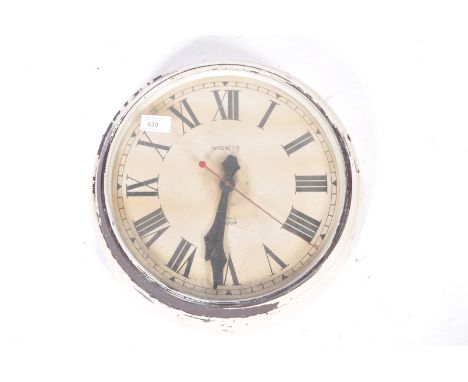Magneta London - An original 20th Century retro vintage circular wall clock having a Roman numeral chapter ring with black fa
