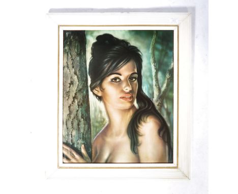 JH Lynch - Tina - An original 1960's retro vintage portrait print depicting the iconic lady in nude resting on tree. Framed. 