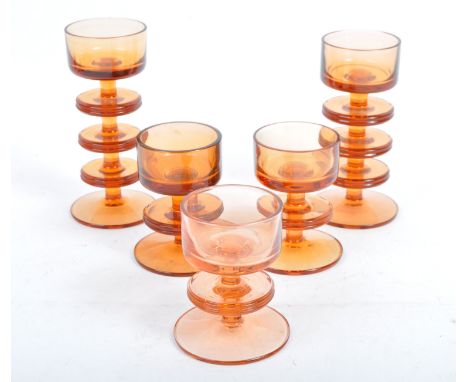 Ronald Stennett Wilson - Wedgewood / King's Lynn - Sherringham - A set of five 1960's retro vintage studio art glass candlest