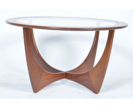 Victor B. Wilkins - G Plan - Astro - A 1960's retro vintage teak wood atomic coffee / centre table with the round inset glass