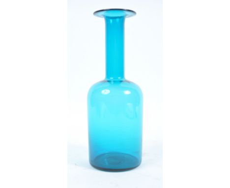 Otto Brauer - Holmegaard - Gulvvase ( Gul Vase )&nbsp; - A&nbsp; 20th Century Danish retro vintage studio art glass light blu