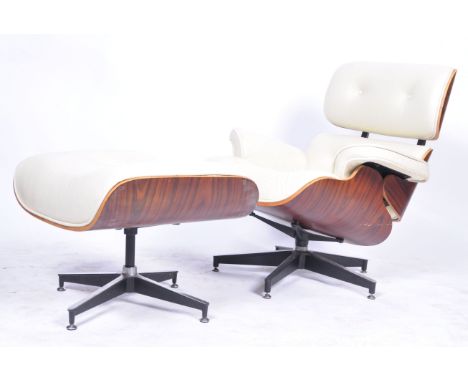 After Charles &amp; Ray Eames - Lounge Chair 670 &amp; Ottoman 671 - A contemporary lounge chair and ottoman. The large swive