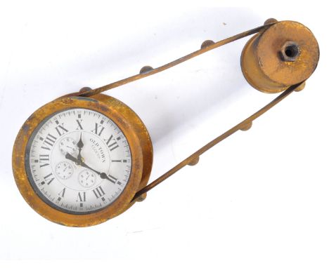A contemporary 21st century steampunk Victoriana style wall clock. ' Old Town Clocks ' printed face, with a metal armature in