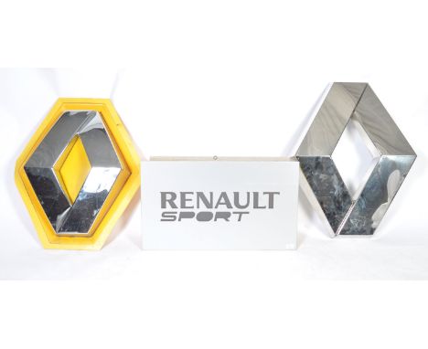 Renault - A collection of x3 late 20th century 1990's contemporary retro car motoring point of sale showroom advertising sign