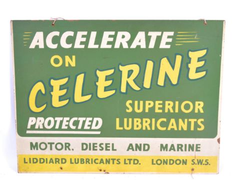 Celerine - Motor Lubricants - an original retro vintage garage advertising sign for ' Celerine ' oil. ' Accelerate On Celerin